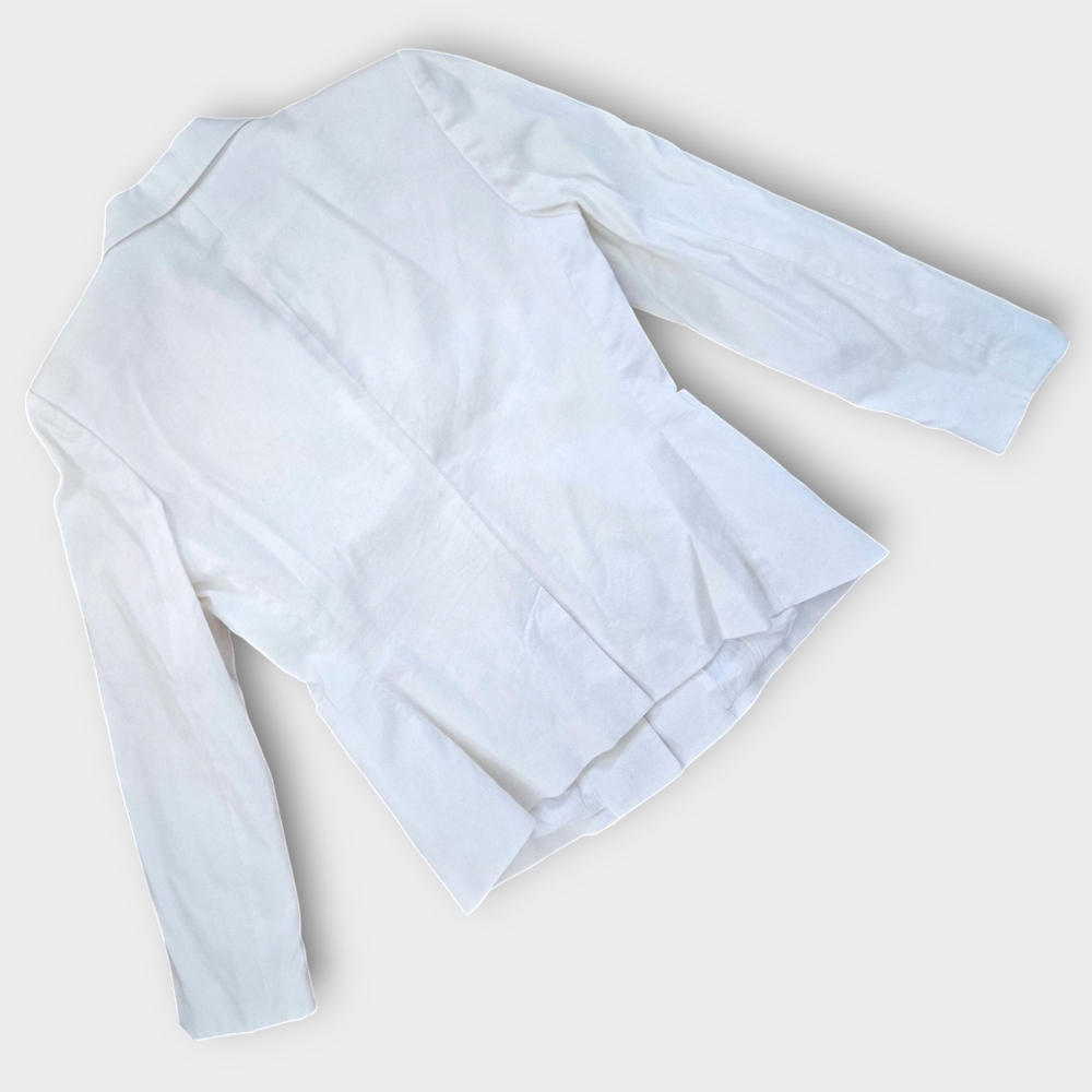Vintage Express Stretch Blazer Jacket Size 7/8 White Lined 2 Button Pockets - Picture 3 of 16